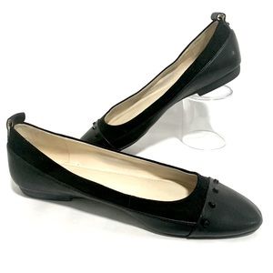 Nine West Women's Corrine Slip On Leather Ballet Flats Stud Toe  Black Size:8